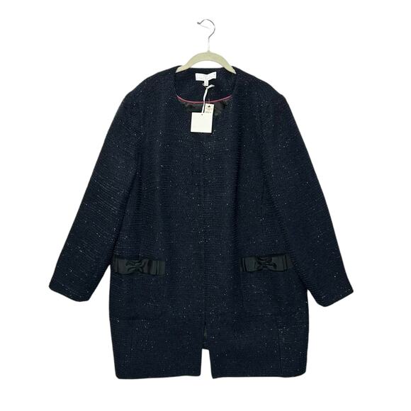 RSVP By Talbots Lurex Metallic Tweed Jacket NWT Women's Sz 20W Navy Blue Elegant - Picture 2 of 6